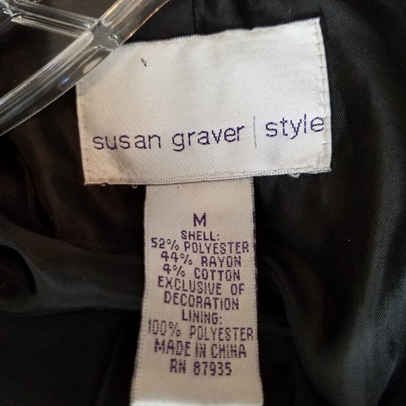 Susan Graver Black Floral Embroidered Jacket - Picture 7 of 8